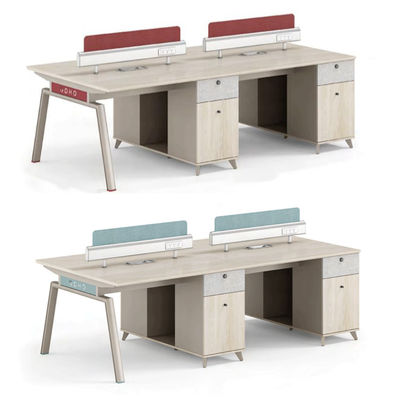 Muebles de oficina de sala de estar Mesa de personal para 4 personas con estación de trabajo modular y cajón