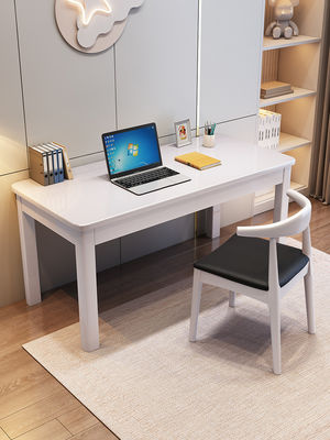 Mesa de oficina de madera sólida simple y combinación de silla de cuerno para estudio en casa moderno