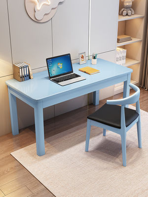 Mesa de oficina de madera sólida simple y combinación de silla de cuerno para estudio en casa moderno