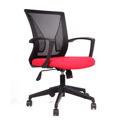 Muebles de oficina de diseño moderno silla giratoria de malla negra con cojín rojo y espalda mariposa