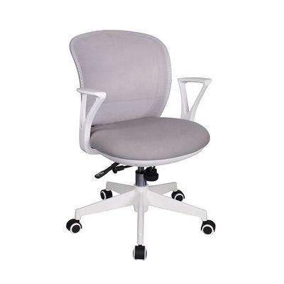 Silla de oficina giratoria negra con reposabrazos ajustables y material de tela de base engrosada