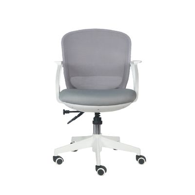 Silla de oficina giratoria negra con reposabrazos ajustables y material de tela de base engrosada