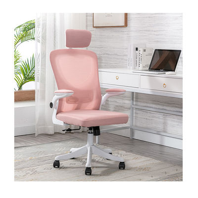 Muebles de oficina espalda alta silla de PC rosa negra con altura ajustable y sin guarnición