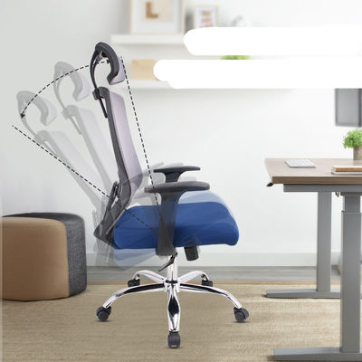 Silla de oficina de diseño moderno con función giratoria y cojín azul OEM ODM