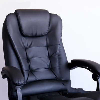 Silla de oficina de cuero negro con respaldo de pie y espalda ancha