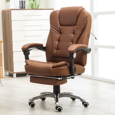Silla de oficina de cuero negro con respaldo de pie y espalda ancha