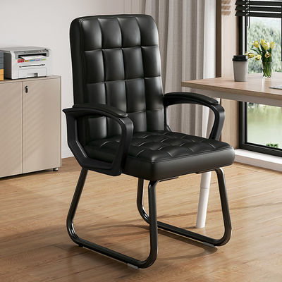 Recepción Silla de oficina de cuero PU negro con función de elevación giratoria y ajustable