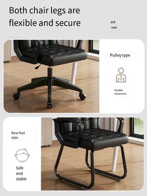 Recepción Silla de oficina de cuero PU negro con función de elevación giratoria y ajustable