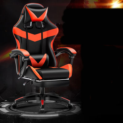 Silla de juegos para adultos con reposacabezas, reposacabezas y soporte lumbar en cuero tecnológico