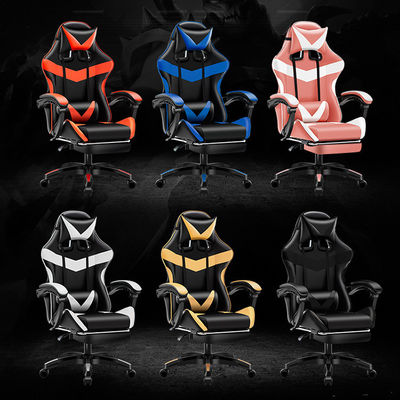Silla de juegos para adultos con reposacabezas, reposacabezas y soporte lumbar en cuero tecnológico