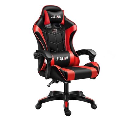 Silla de juegos de tela acolchada con soporte lumbar de ajuste de altura y asiento giratorio