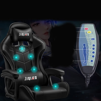 Silla de juegos de tela acolchada con soporte lumbar de ajuste de altura y asiento giratorio