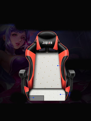 Silla de juegos de tela acolchada con soporte lumbar de ajuste de altura y asiento giratorio