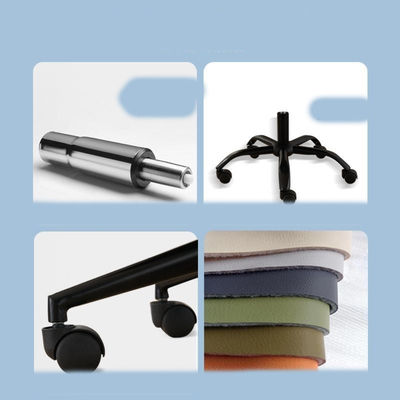 Silla de oficina de cuero genuino con ruedas y soporte lumbar