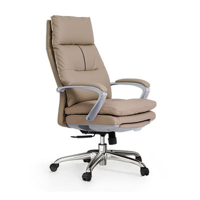 Silla de oficina de cuero genuino con reposapiés y altura ajustable para reclinarse