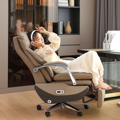 Silla de oficina alta de acero inoxidable con reposabrazos autoadhesivos y función de reclinación