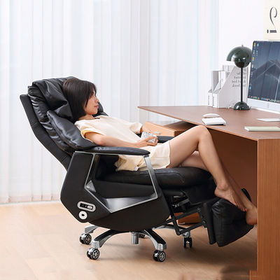 Silla de computadora automática de cuero con respaldo alto silla de oficina reclinable para usuarios grandes y altos