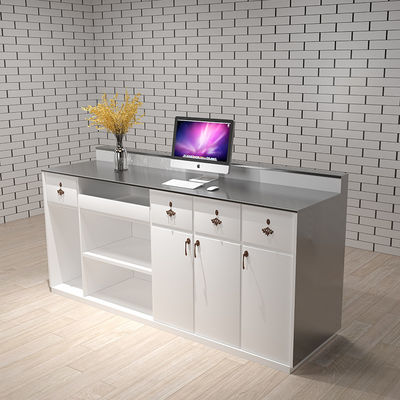 Mesa de recepción OEM con cajones y gabinetes hechos de cartón de melamina MDF/MFC E1