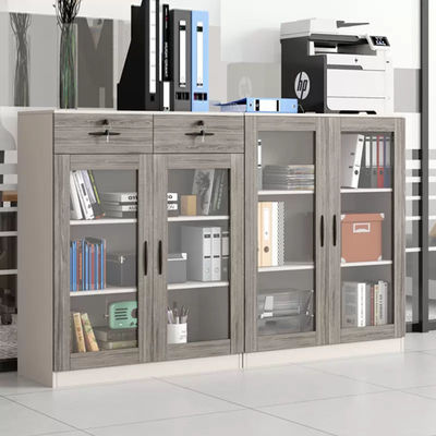 Cabinet de almacenamiento con cerradura de vidrio de marco de madera para impresoras y archivos de oficina