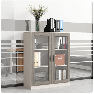 Cabinet de almacenamiento con cerradura de vidrio de marco de madera para impresoras y archivos de oficina