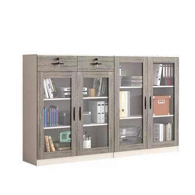 Cabinet de almacenamiento con cerradura de vidrio de marco de madera para impresoras y archivos de oficina