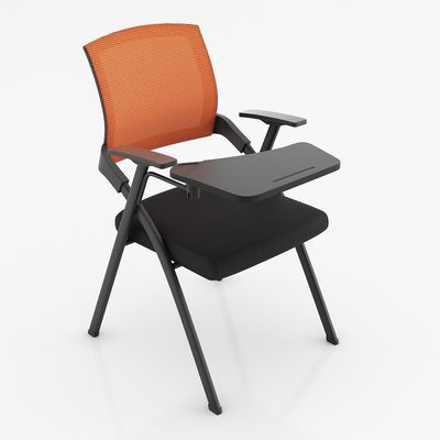 Silla de entrenamiento plegable tapizada de oficina con panel de escritura de malla y brazo de tableta