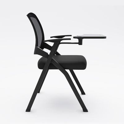 Silla de entrenamiento plegable tapizada de oficina con panel de escritura de malla y brazo de tableta