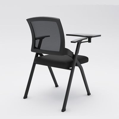Silla de entrenamiento plegable tapizada de oficina con panel de escritura de malla y brazo de tableta