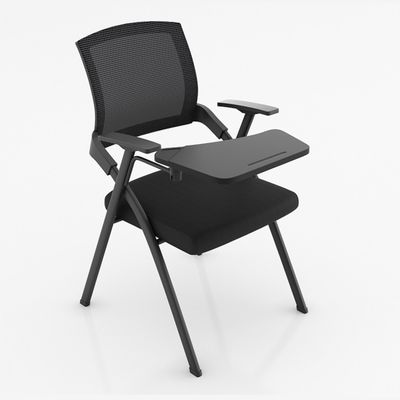 Silla de entrenamiento plegable tapizada de oficina con panel de escritura de malla y brazo de tableta