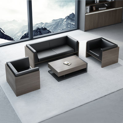 Muebles de oficina de lujo seccionales modernos 1 2 3 asientos Conjunto de cuero de vaca de madera