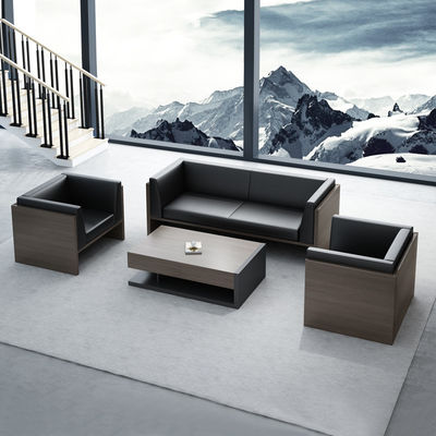Muebles de oficina de lujo seccionales modernos 1 2 3 asientos Conjunto de cuero de vaca de madera
