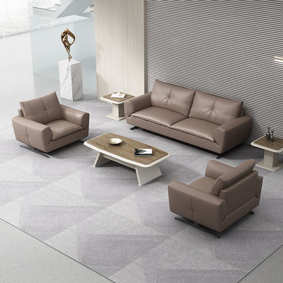 Muebles de oficina Sofá seccional modular de cuero gris