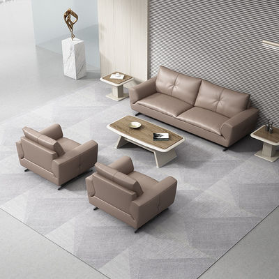 Muebles de oficina Sofá seccional modular de cuero gris