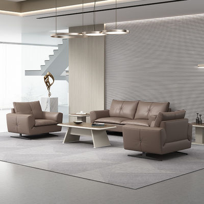 Muebles de oficina Sofá seccional modular de cuero gris