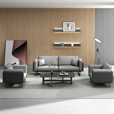OEM Luxo ligero Sofá de cuero italiano moderno Set de mesa de café para muebles de oficina
