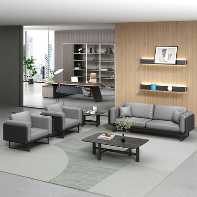 OEM Luxo ligero Sofá de cuero italiano moderno Set de mesa de café para muebles de oficina