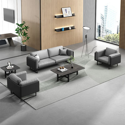OEM Luxo ligero Sofá de cuero italiano moderno Set de mesa de café para muebles de oficina