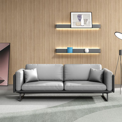 OEM Luxo ligero Sofá de cuero italiano moderno Set de mesa de café para muebles de oficina