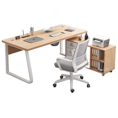 Muebles comerciales Escritorio moderno de madera sencillo y silla con armario de archivos