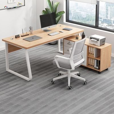 Muebles comerciales Escritorio moderno de madera sencillo y silla con armario de archivos