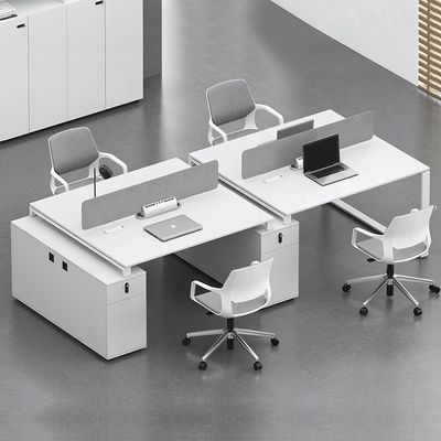 Muebles de oficina Escritorio de ordenador simple blanco para 6 personas en locales comerciales
