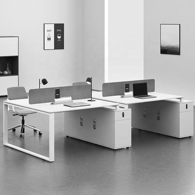 Muebles de oficina Escritorio de ordenador simple blanco para 6 personas en locales comerciales