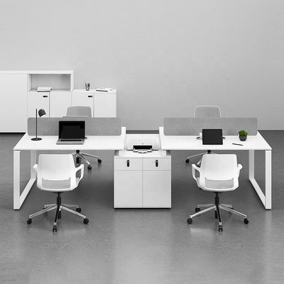 Muebles de oficina Escritorio de ordenador simple blanco para 6 personas en locales comerciales