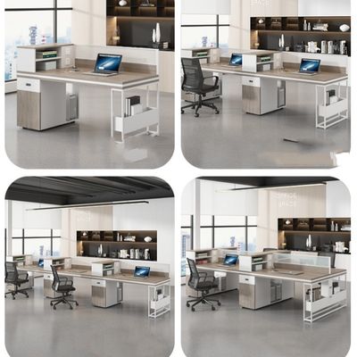 Mesa de escritorio para empleados y computadoras Mesa de oficina multifuncional y silla para 4-6 personas