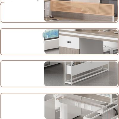 Mesa de escritorio para empleados y computadoras Mesa de oficina multifuncional y silla para 4-6 personas