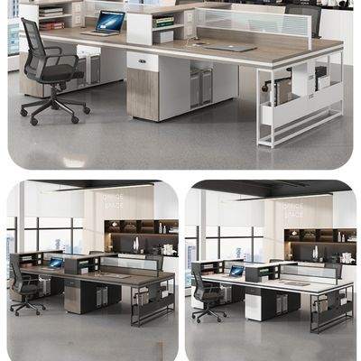 Mesa de escritorio para empleados y computadoras Mesa de oficina multifuncional y silla para 4-6 personas