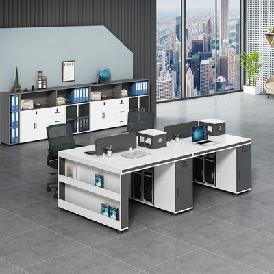 Estación de trabajo de oficina simple de diseño moderno con 2 4 6 sillas de personal y combinación de escritorio