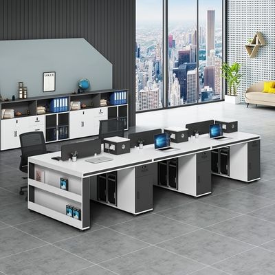 Estación de trabajo de oficina simple de diseño moderno con 2 4 6 sillas de personal y combinación de escritorio