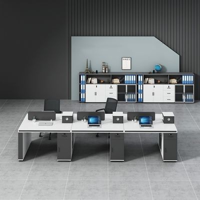 Estación de trabajo de oficina simple de diseño moderno con 2 4 6 sillas de personal y combinación de escritorio