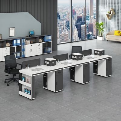 Estación de trabajo de oficina simple de diseño moderno con 2 4 6 sillas de personal y combinación de escritorio